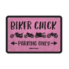 Oxford Garage Metal Sign: BIKER CHICK Kult garasjeskilt til ditt verksted!