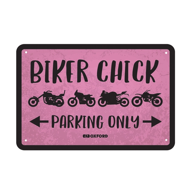 Oxford Garage Metal Sign: BIKER CHICK Kult garasjeskilt til ditt verksted! 