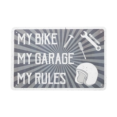 Oxford Garage Metal Sign: MY RULES Kult garasjeskilt til ditt verksted!