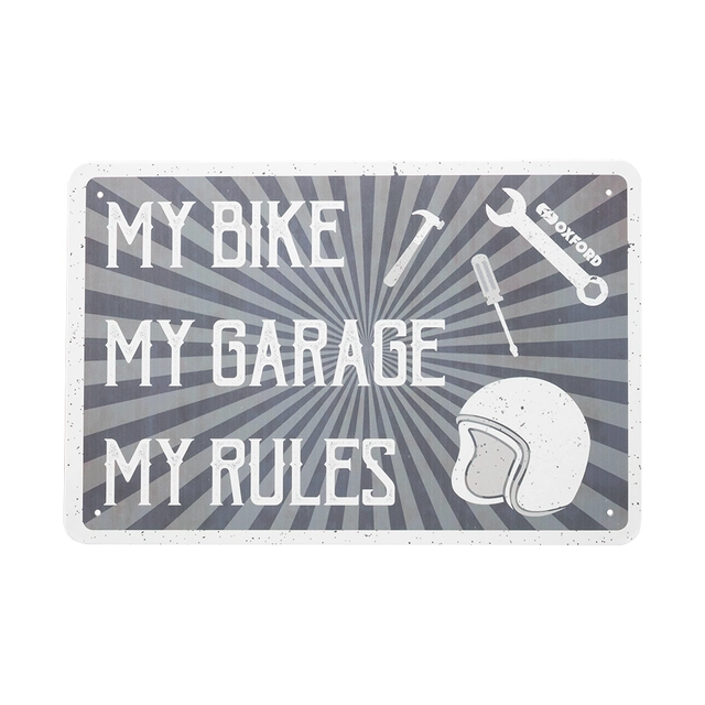 Oxford Garage Metal Sign: MY RULES Kult garasjeskilt til ditt verksted! 