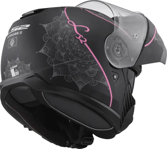 LS2 Åpningshjelm FF908 Strobe II Lux Svart/Rosa 