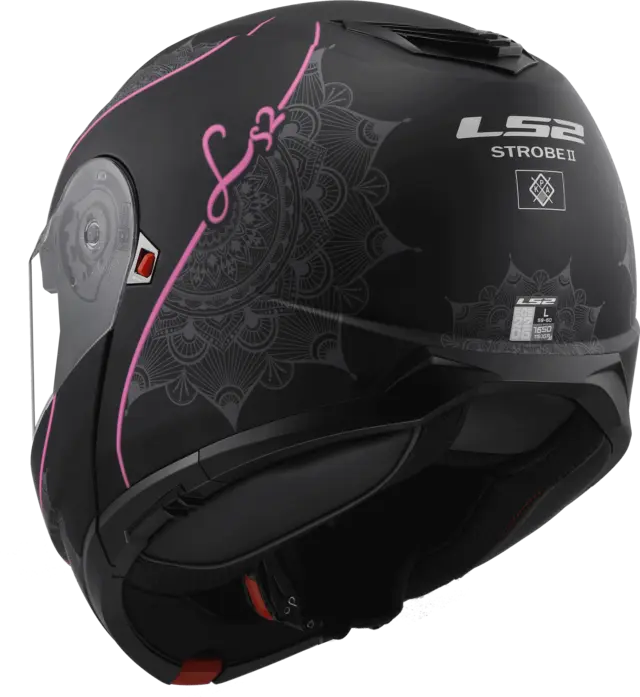 LS2 Åpningshjelm FF908 Strobe II Lux Svart/Rosa 