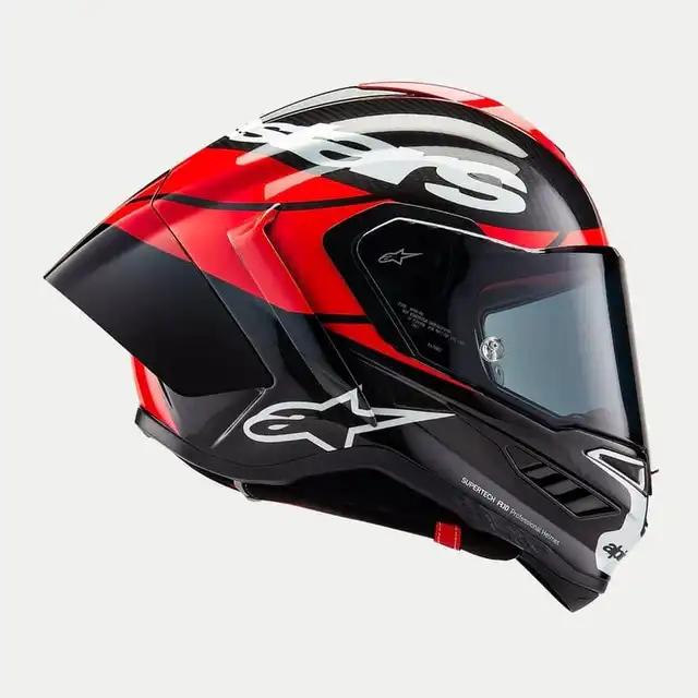 Alpinestars MC-Hjelm Supertech R10 Svart/Car/Fluo Rød 