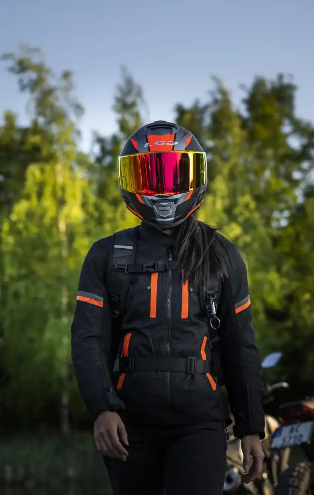 Bullfighter Trixy Dame MC-Jakke Svart/Oransje 