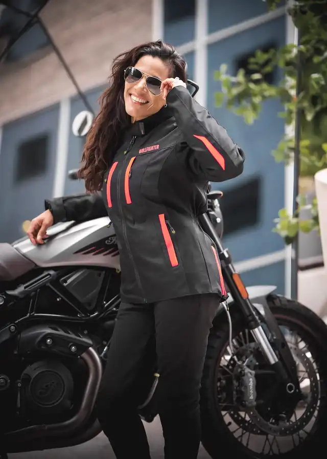 Bullfighter Trixy Dame MC-Jakke Svart/Oransje 