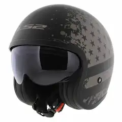 LS2 Halvhjelm OF599 Spitfire II Matt Svart Flagg