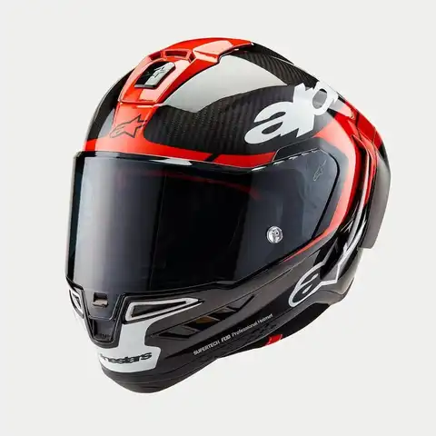 Alpinestars MC-Hjelm Supertech R10 ELEMENT Svart/Car/Fluo Rød
