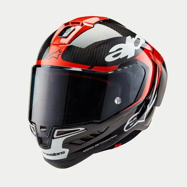 Alpinestars MC-Hjelm Supertech R10 Svart/Car/Fluo Rød 