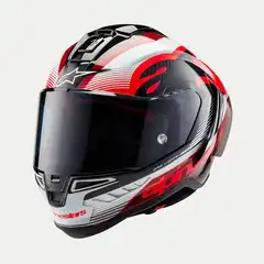 Alpinestars MC-Hjelm Supertech R10 Svart/Car/Rød/Vit