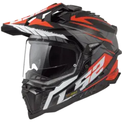 LS2 Endurohjelm MX701 Explorer Spire Titanium/Rød