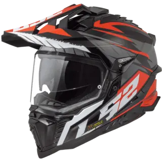 LS2 Endurohjelm MX701 Explorer Spire Titanium/Rød
