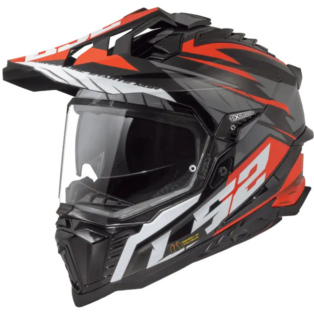 LS2 Endurohjelm MX701 Explorer Spire Titanium/Rød 