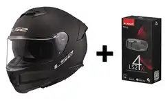 LS2 MC-Hjelm FF808 Stream II M/Cardo F4 Matt Svart
