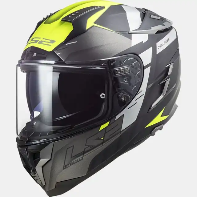 LS2 MC-Hjelm FF327 Challenger Allert Matt Titanium/Gul 