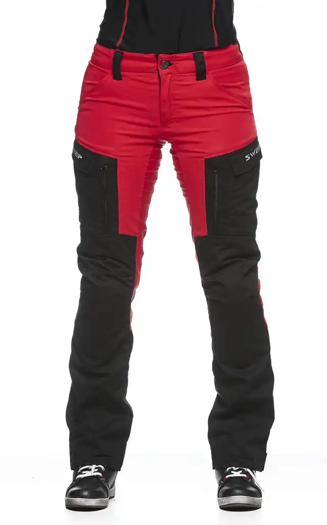 Sweep Chief Dame MC-Bukse Svart/Rød L:32 