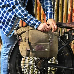 Oxford Heritage Panniers Khaki 40L Vintage Sidevesker fra Oxford