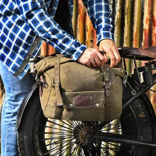 Oxford Heritage Panniers Khaki 40L Vintage Sidevesker fra Oxford