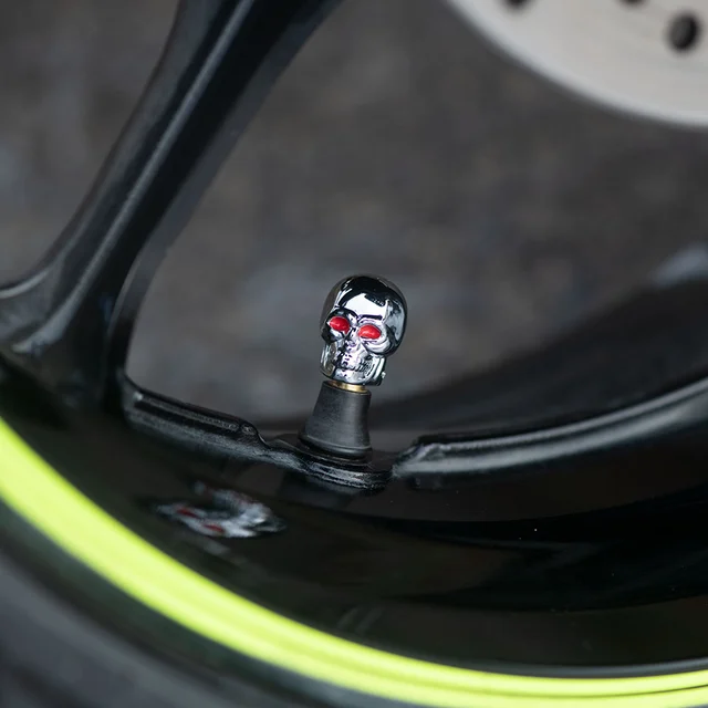 Oxford Skull Valve Caps Silver Kule ventilhetter 