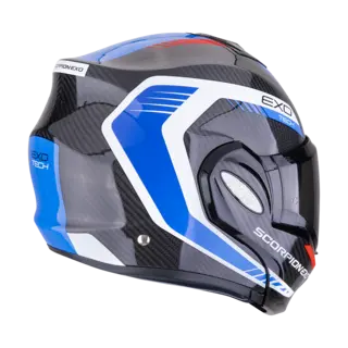 Scorpion EXO-TECH EVO CARBON Carbon Åpningshjelm i Rød/Hvit/Blå
