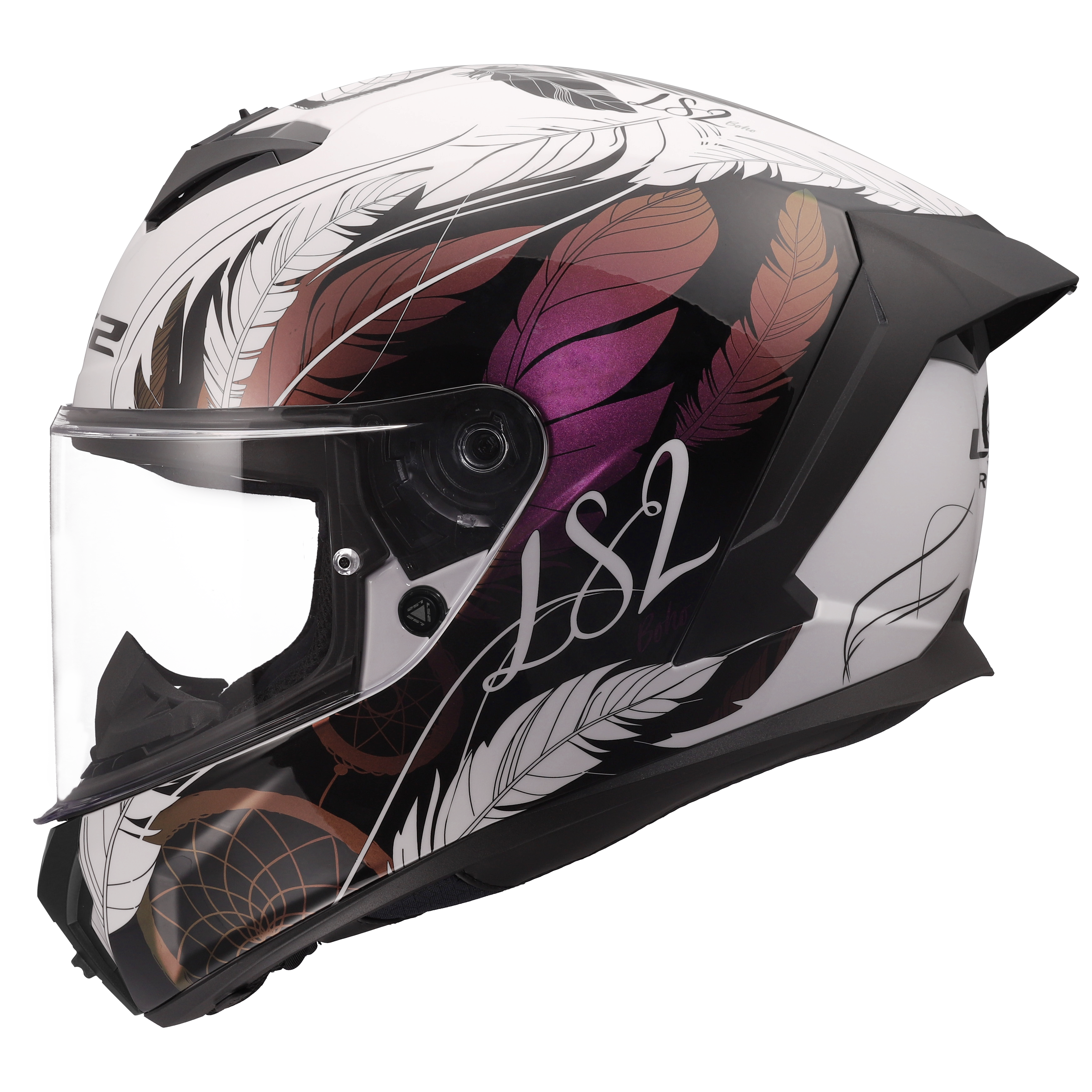 LS2 MC-Hjelm FF820 Rapid III Boho Hvit Svart Rosa 