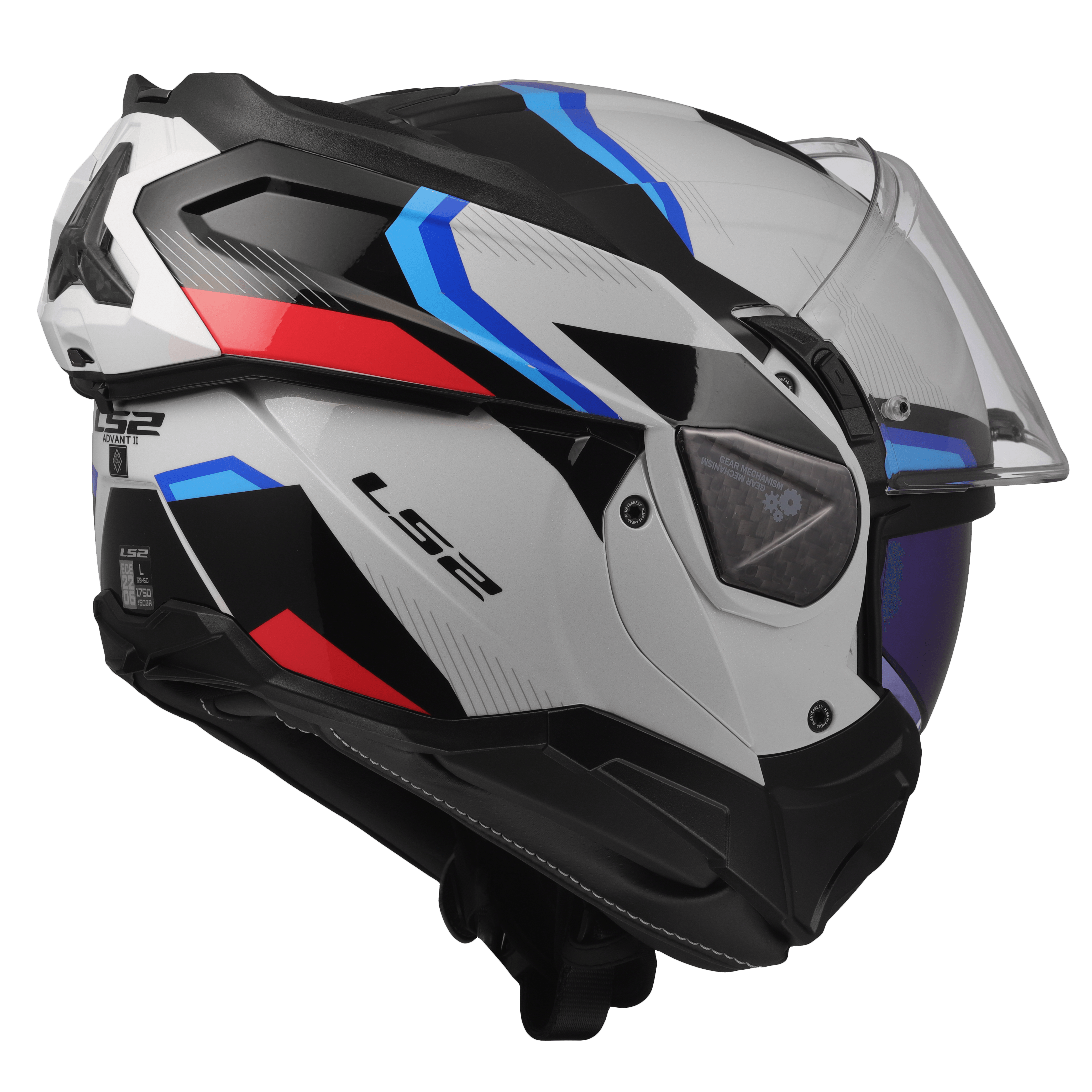 LS2 ÅpningsHjelm FF910 Advant II Triple Hvit/Blå/Rød 