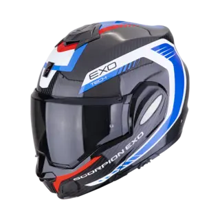 Scorpion EXO-TECH EVO CARBON Carbon Åpningshjelm i Rød/Hvit/Blå