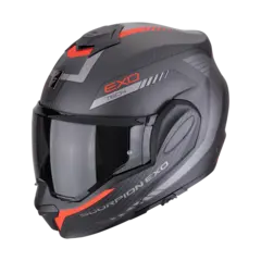 Scorpion EXO-TECH EVO CARBON Carbon Åpningshjelm i Matt Sort/Rød