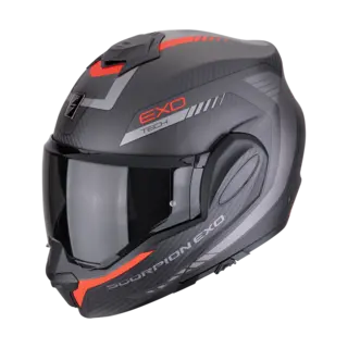 Scorpion EXO-TECH EVO CARBON Carbon Åpningshjelm i Matt Sort/Rød