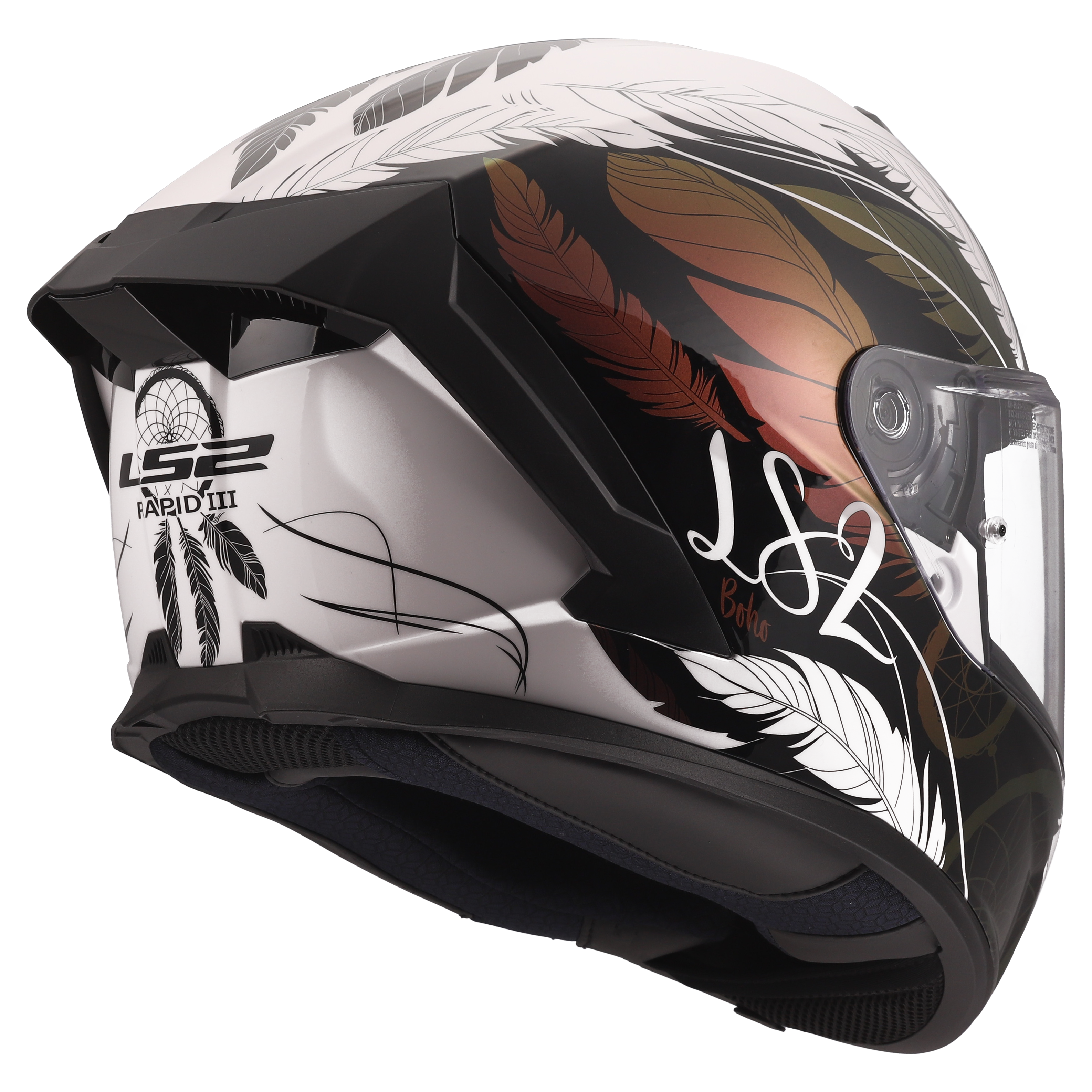 LS2 MC-Hjelm FF820 Rapid III Boho Hvit Svart Rosa 